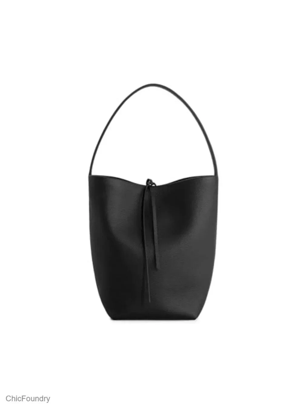 Genuine Leather Bucket Bag, Pebbled Texture, Shoulder Bag